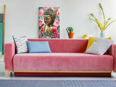 Kanva uz audekla "izkrāso pēc cipariem" - Buddha in Red 40x60 cm Artgeist