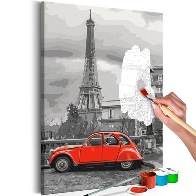 Kanva uz audekla "izkrāso pēc cipariem" - Car in Paris 40x60 cm Artgeist