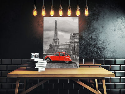 Kanva uz audekla "izkrāso pēc cipariem" - Car in Paris 40x60 cm Artgeist