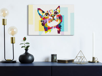 Kanva uz audekla "izkrāso pēc cipariem" - Cat and Figures 60x40 cm Artgeist