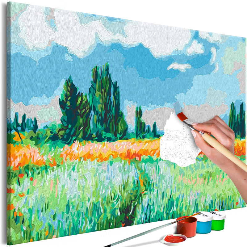 Kanva uz audekla "izkrāso pēc cipariem" - Claude Monet: The Wheat Field 60x40 cm Artgeist