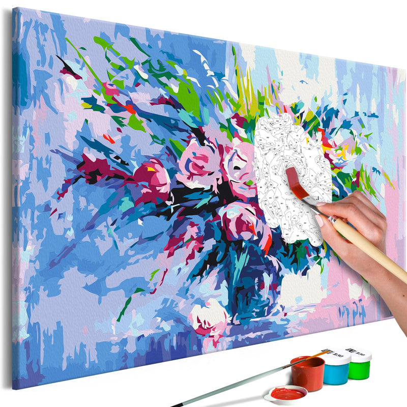 Kanva uz audekla "izkrāso pēc cipariem" - Colorful Bouquet 60x40 cm Artgeist