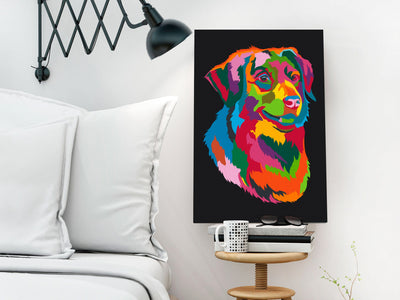 Kanva uz audekla "izkrāso pēc cipariem" - Colourful Dog 40x60 cm Artgeist