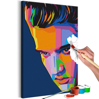 Kanva uz audekla "izkrāso pēc cipariem" - Colourful Elvis 40x60 cm Artgeist