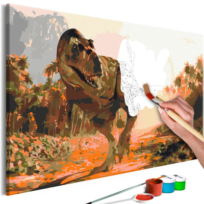 Kanva uz audekla "izkrāso pēc cipariem" - Dangerous Dinosaur 60x40 cm Artgeist