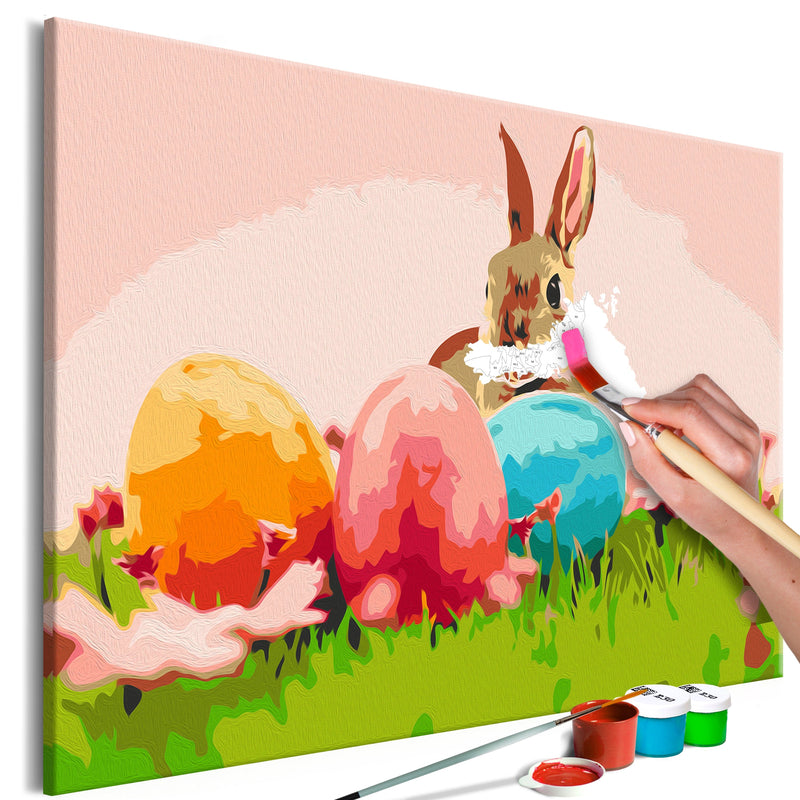 Kanva uz audekla "izkrāso pēc cipariem" - Easter Rabbit 60x40 cm Artgeist