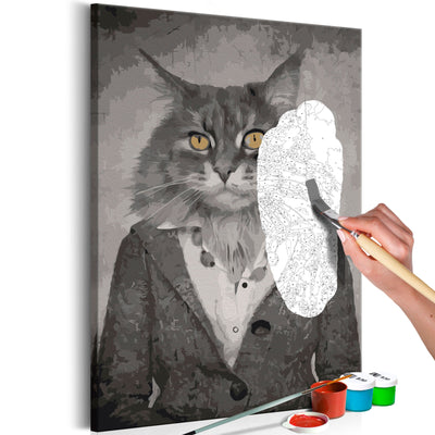 Kanva uz audekla "izkrāso pēc cipariem" - Elegants kaķis 40x60 cm Artgeist