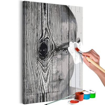 Kanva uz audekla "izkrāso pēc cipariem" - Face in Wood 40x60 cm Artgeist