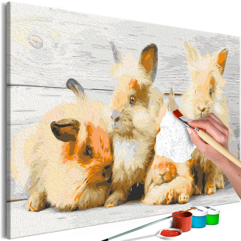 Kanva uz audekla "izkrāso pēc cipariem" - Four Bunnies 60x40 cm Artgeist