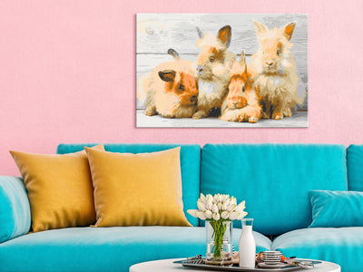 Kanva uz audekla "izkrāso pēc cipariem" - Four Bunnies 60x40 cm Artgeist