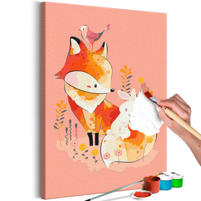 Kanva uz audekla "izkrāso pēc cipariem" - Fox and Rabbit 40x60 cm Artgeist