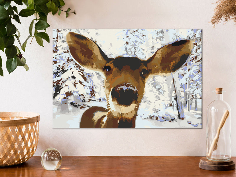 Kanva uz audekla "izkrāso pēc cipariem" - Friendly Deer 60x40 cm Artgeist