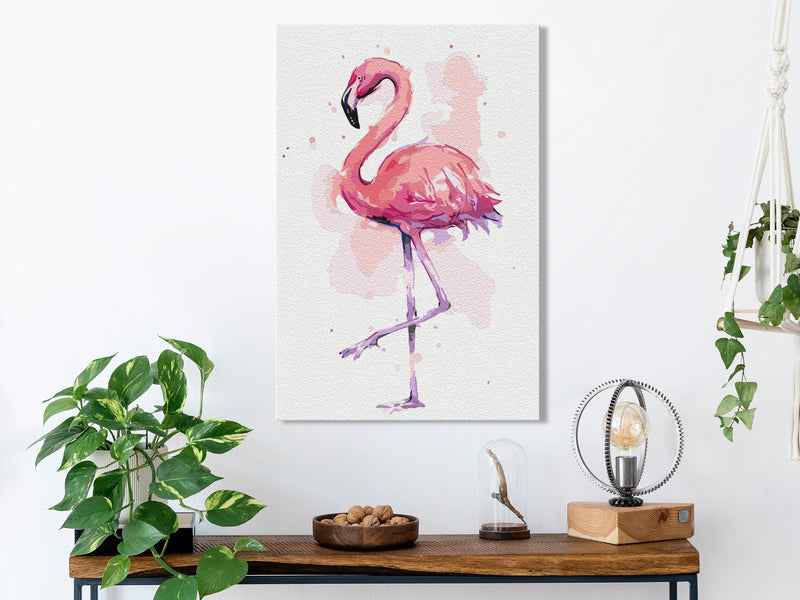 Kanva uz audekla "izkrāso pēc cipariem" - Friendly Flamingo 40x60 cm Artgeist