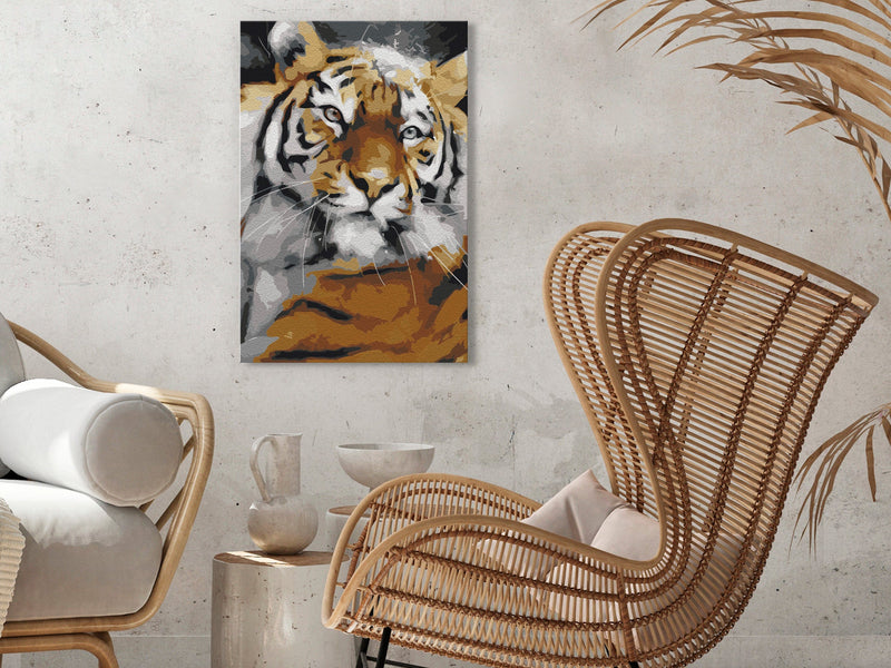 Kanva uz audekla "izkrāso pēc cipariem" - Friendly Tiger 40x60 cm Artgeist