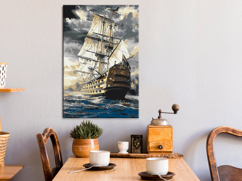 Kanva uz audekla "izkrāso pēc cipariem" - Frigate 40x60 cm Artgeist