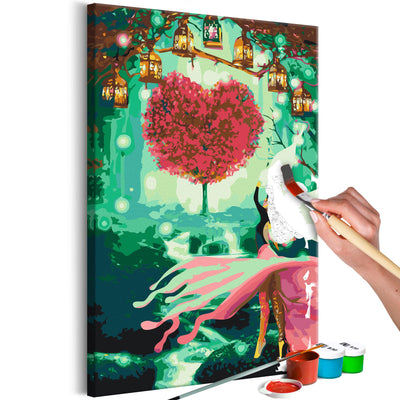 Kanva uz audekla "izkrāso pēc cipariem" - Heart Tree 40x60 cm Artgeist