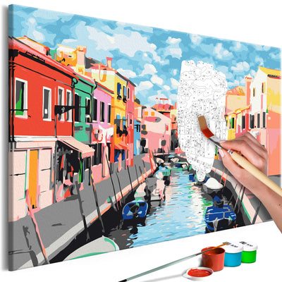 Kanva uz audekla "izkrāso pēc cipariem" - Houses in Burano 60x40 cm Artgeist