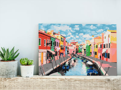 Kanva uz audekla "izkrāso pēc cipariem" - Houses in Burano 60x40 cm Artgeist