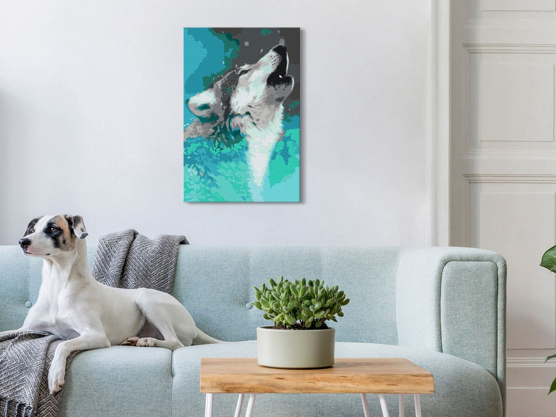 Kanva uz audekla ar vilku "izkrāso pēc cipariem" - Howling Wolf 40x60 cm Artgeist