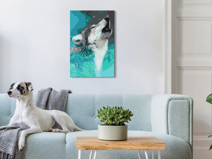 Kanva uz audekla ar vilku "izkrāso pēc cipariem" - Howling Wolf 40x60 cm Artgeist