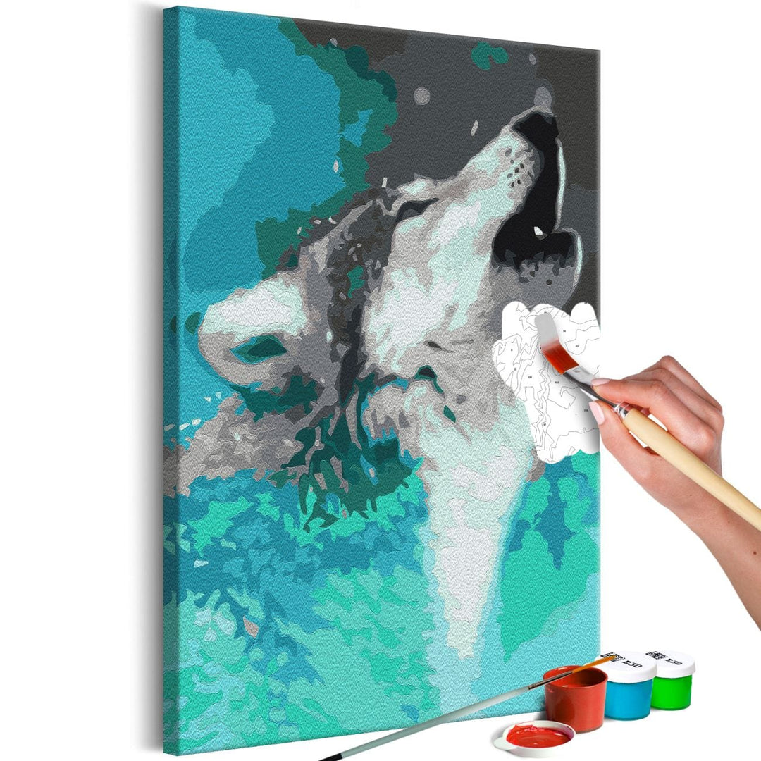 Kanva uz audekla ar vilku "izkrāso pēc cipariem" - Howling Wolf 40x60 cm Artgeist