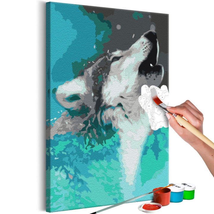 Kanva uz audekla ar vilku "izkrāso pēc cipariem" - Howling Wolf 40x60 cm Artgeist