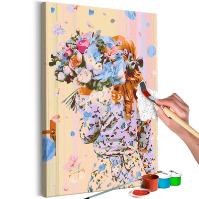 Kanva uz audekla "izkrāso pēc cipariem" - Hydrangea Girl 40x60 cm Artgeist