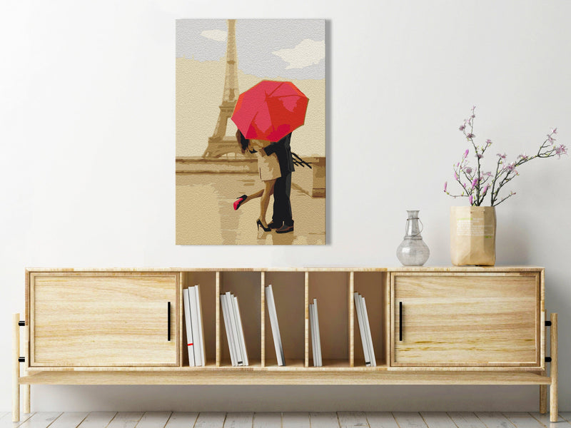 Kanva uz audekla "izkrāso pēc cipariem" - Kiss in Paris 40x60 cm Artgeist