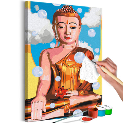 Kanva uz audekla "izkrāso pēc cipariem" - Levitating Buddha 40x60 cm Artgeist