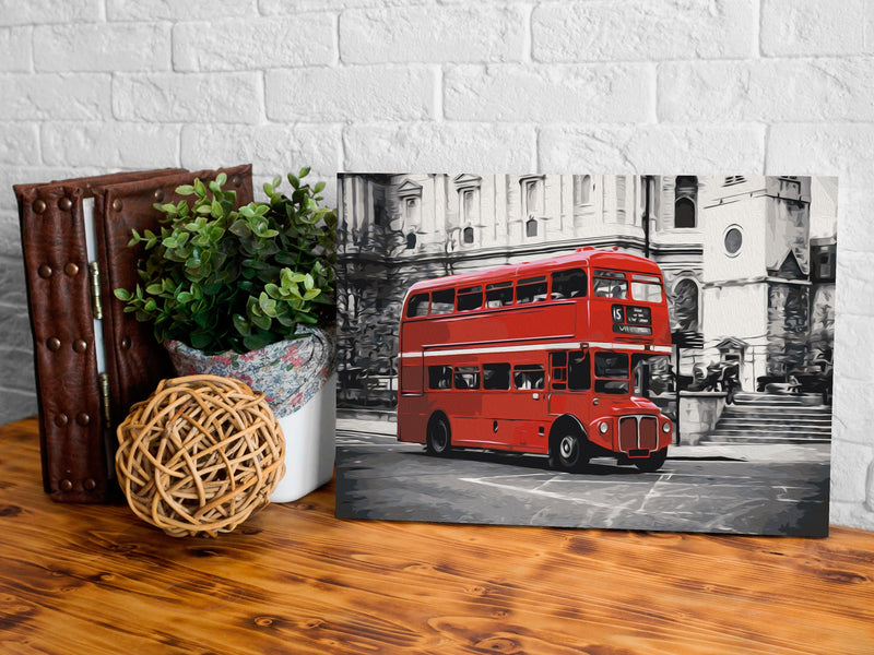 Kanva uz audekla "izkrāso pēc cipariem" - London Bus 60x40 cm Artgeist
