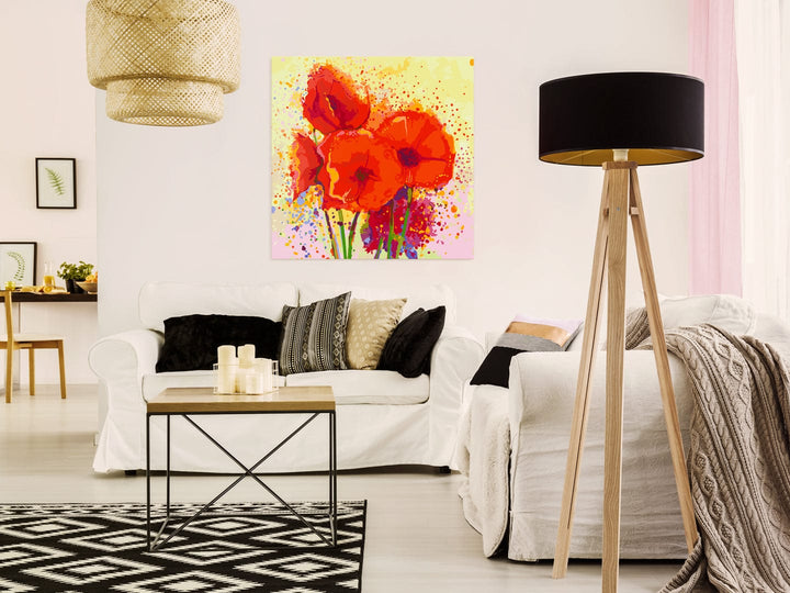 Glezna ar magonēm "izkrāso pēc cipariem" - Magones (modernas), 60x60 cm Artgeist