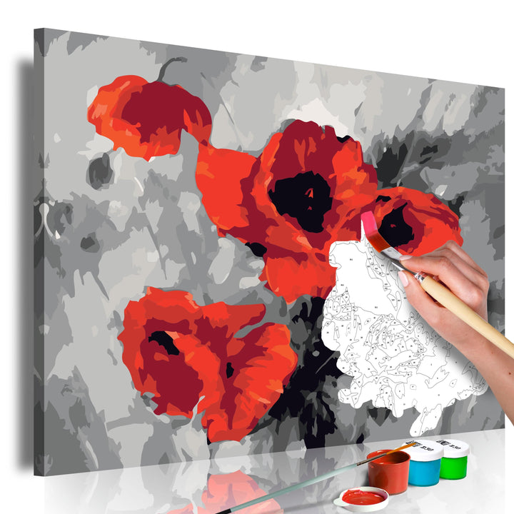 Glezna ar magonēm "izkrāso pēc cipariem"  - Magoņu pušķis, 60x40 cm Artgeist