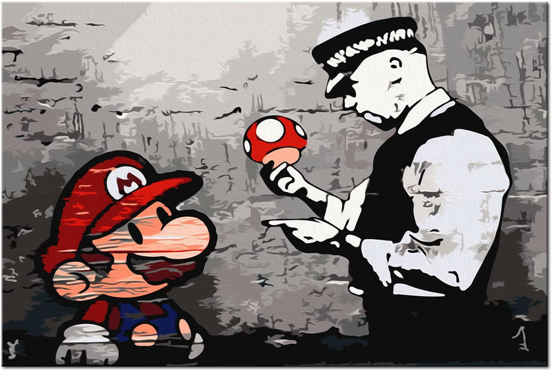 Kanva uz audekla "izkrāso pēc cipariem" - Mario (Banksy) 60x40 cm n-A-0266-d-a
