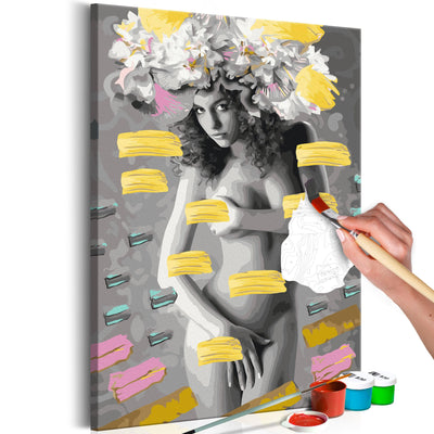 Kanva uz audekla "izkrāso pēc cipariem" - Naked Woman With Flowers 40x60 cm Artgeist