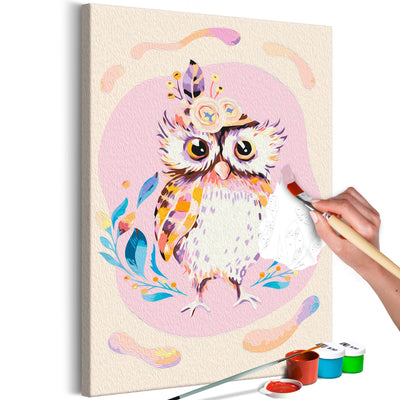 Kanva uz audekla "izkrāso pēc cipariem" - Owl Chic 40x60 cm Artgeist