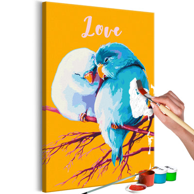 Kanva uz audekla "izkrāso pēc cipariem" - Parrots in Love 40x60 cm Artgeist