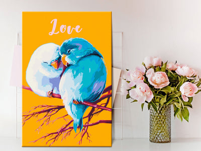 Kanva uz audekla "izkrāso pēc cipariem" - Parrots in Love 40x60 cm Artgeist