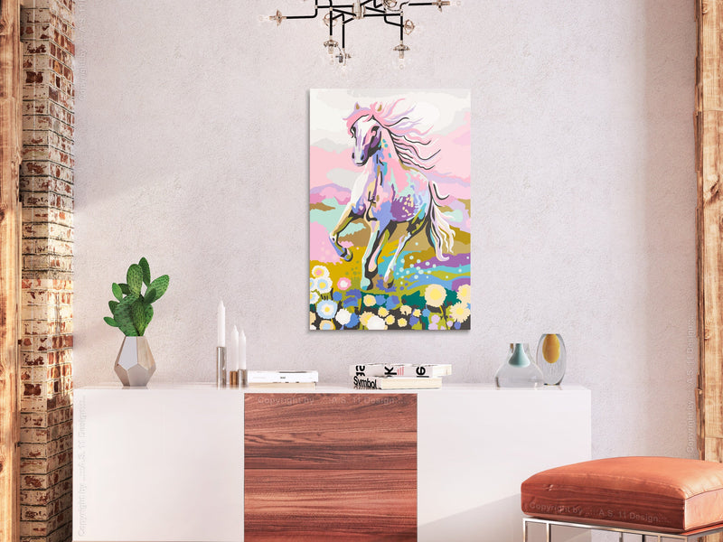 Kanva uz audekla "izkrāso pēc cipariem" - Pasaku zirgs 40x60 cm Artgeist