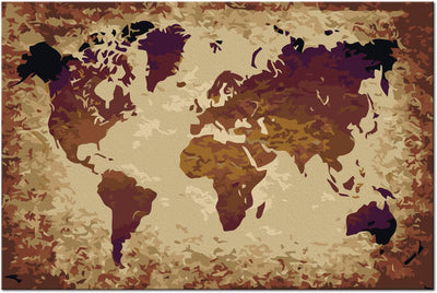 Kanva uz audekla "izkrāso pēc cipariem" - Pasaules karte (brūnas krāsas) 60x40 cm n-A-0258-d-a
