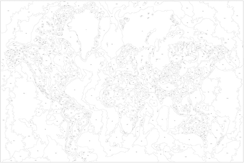 Kanva uz audekla "izkrāso pēc cipariem" - Pasaules karte (zila un zaļa) 60x40 cm n-A-0350-d-a