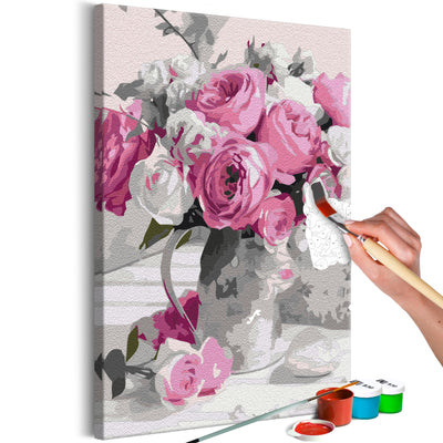Kanva uz audekla "izkrāso pēc cipariem" - Pink Bouquet 40x60 cm Artgeist