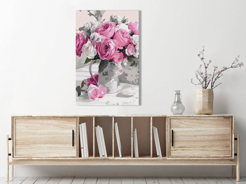 Kanva uz audekla "izkrāso pēc cipariem" - Pink Bouquet 40x60 cm Artgeist
