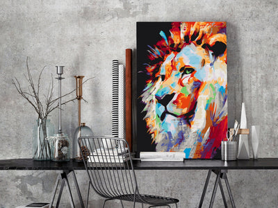 Kanva uz audekla "izkrāso pēc cipariem" - Portrait of a Colourful Lion 40x60 cm Artgeist