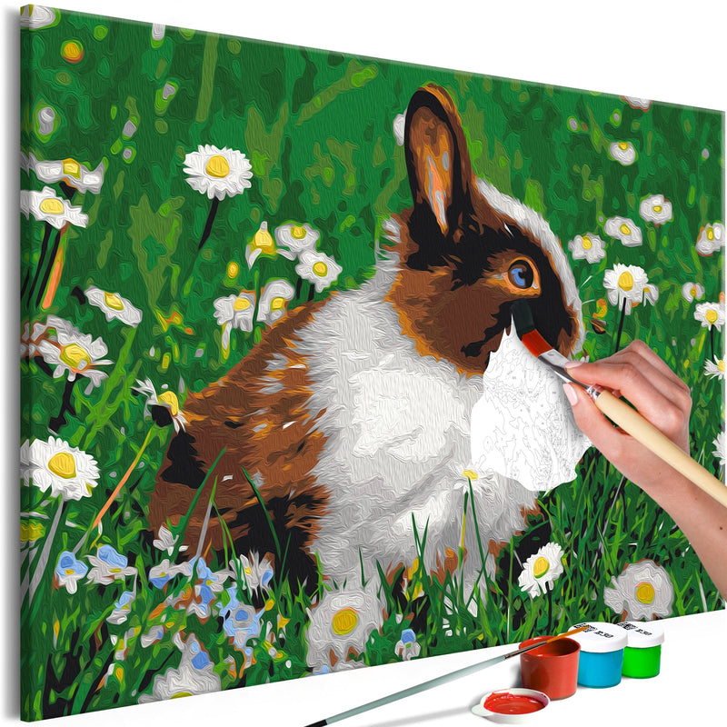 Kanva uz audekla "izkrāso pēc cipariem" - Rabbit in the Meadow 60x40 cm Artgeist