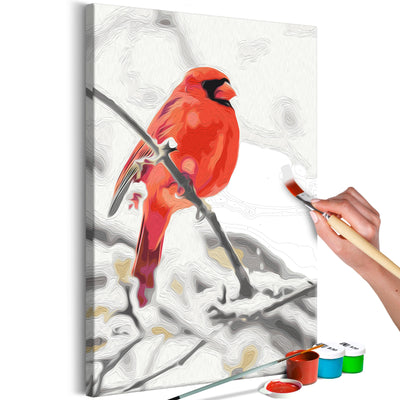 Kanva uz audekla "izkrāso pēc cipariem" - Red Bird 40x60 cm Artgeist