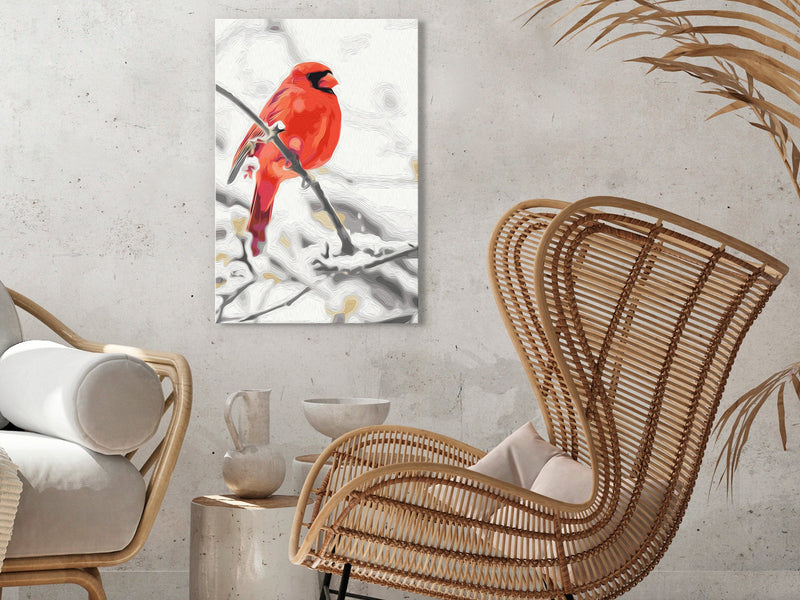 Kanva uz audekla "izkrāso pēc cipariem" - Red Bird 40x60 cm Artgeist