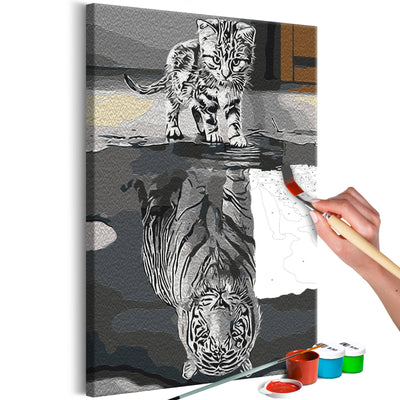 Kanva uz audekla "izkrāso pēc cipariem" - Reflection From the Future 40x60 cm Artgeist