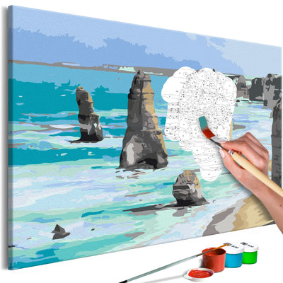 Kanva uz audekla "izkrāso pēc cipariem" - Rocks in the Sea 60x40 cm Artgeist