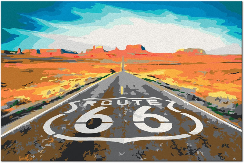 Kanva uz audekla "izkrāso pēc cipariem" - Route 66 (60x40 cm) n-A-0304-d-a