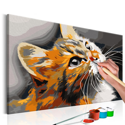 Kanva uz audekla "izkrāso pēc cipariem" - Sarkans kaķis 60x40 cm Artgeist